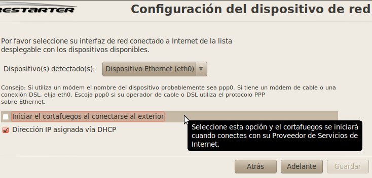 firestarter config dispositivo red